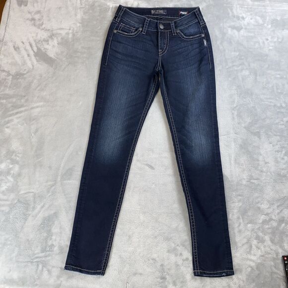 Silver Women's W27/L31 Suki Mid Skinny Dark Wash Super Stretch Jeans - Picture 1 of 9